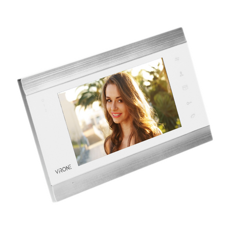 Kit vidéo-interphone, combiné, écran LCD 7", menu OSD, WI-FI + téléphone APP, avec emplacement pour carte mémoire TF, caméra Full HD 1080p, clavier et lecteur de cartes et porte-clés de proximité 13.56MHz, blanc, VIFIS Full HD