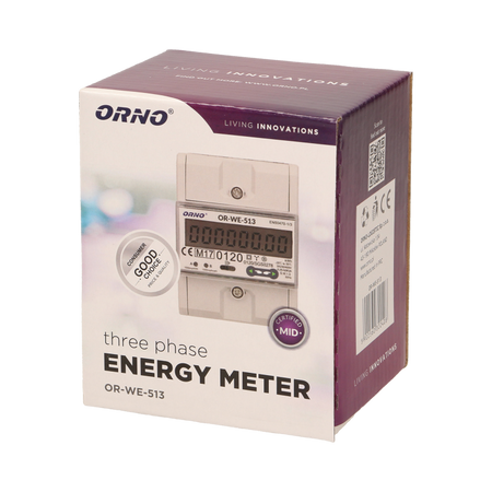 Compteur électrique triphasé, 80A, MID, 3 modules, DIN TH-35mm OR-WE-513 ORNO