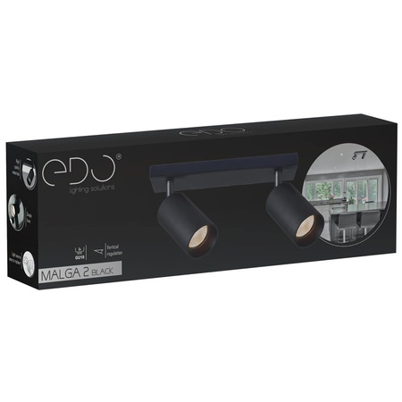 Plafonnier spot pour plafond 2xGU10 noir MALGA 2 Edo Solutions