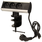 Prise de bureau avec support de montage 3x2P+Z et câble 1,8m Orno