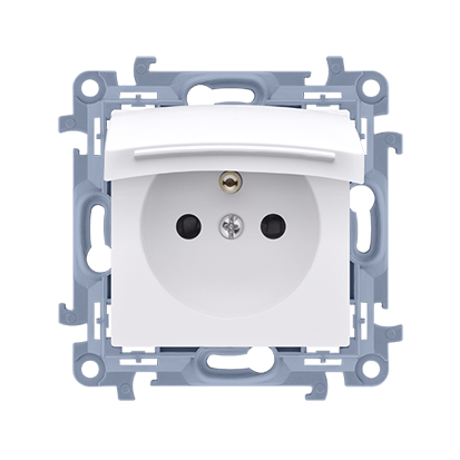 Prise électrique simple pour version IP44 avec volets de pistes de courant sans joint d'étanchéité, couvercle de couleur (module) 16A 250V blanc Simon 10