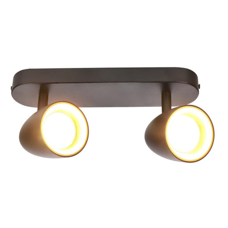 Plafonnier à 2 spots en saillie OVO 2 IP20 2xGU10 noir anneau doré EDO777239 Edo Solutions