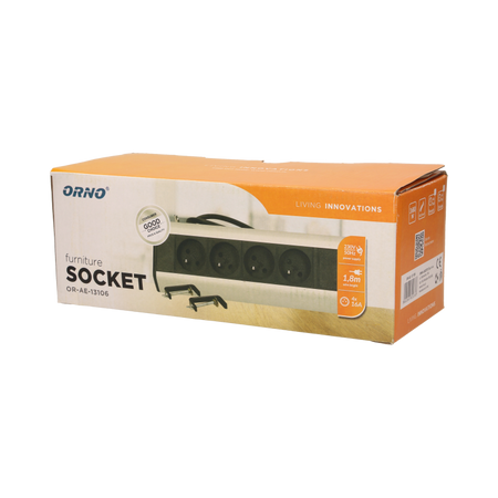 Prise de bureau avec support de montage 4x2P+Z et câble 1,8m Orno
