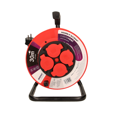 Bobine hermétique de rallonge, 4 prises 2P+Z, en caoutchouc H05RR-F 3x1,5mm2 - 30m, IP44 Orno