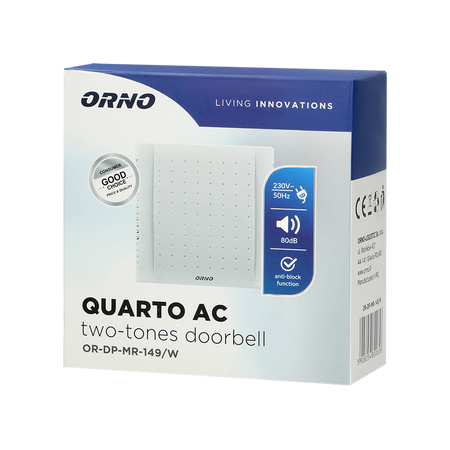 Sonnerie électromécanique à double tonalité blanc QUARTO AC, 230V Orno