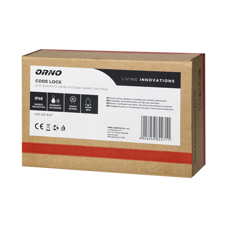 Serrure à code à écran tactile avec lecteur de carte de proximité et de porte-clés, lecteur d'empreintes digitales et bouton de sonnerie, IP68, 2 relais 3A