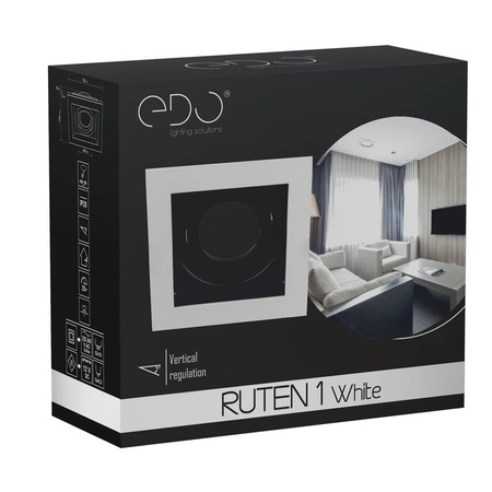 Spot de plafond encastré RUTEN 1 Blanc IP20 carré blanc-noir EDO777128 Edo Solutions