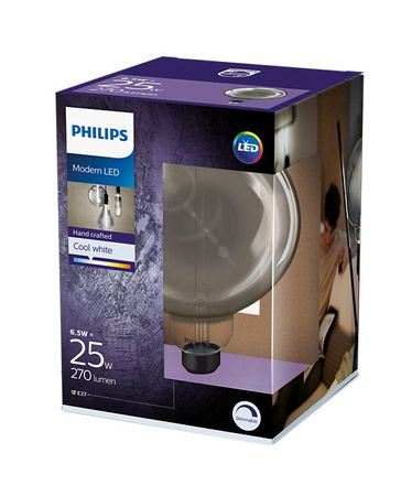 Ampoule globe à intensité variable LED Philips E27 4000K 6,5W=40W smoky décoratif