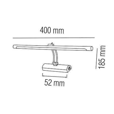 Applique pour miroir de salle de bain interrupteur intégré ANKA-8 LED 8W 570lm 4200K IP45 noir | HOROZ