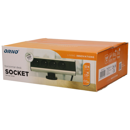 Prise de bureau avec support de montage 4x2P+Z et câble 1,8m Orno