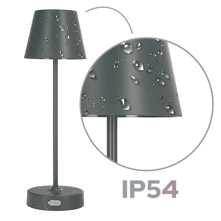 Lampe de table NELI 2,7W LED, CCT+RGB grise, avec batterie, 2200mAh, IP54, 200lm, 33cm, EDO777720 EDO Solutions