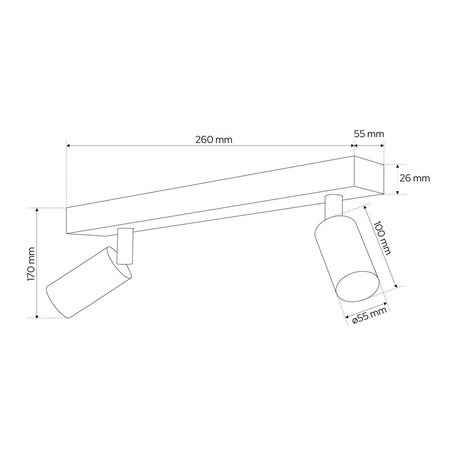 Plafonnier spot pour plafond 2xGU10 noir MALGA 2 Edo Solutions
