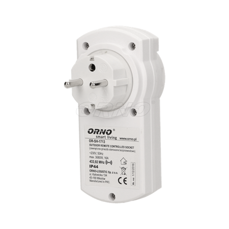 Prise extérieure IP44, commandée sans fil - ORNO Smart Living, iOS, Android, Orno, OR-SH-1713