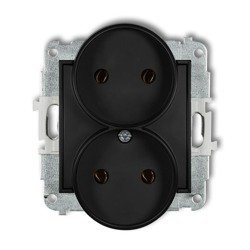Mécanisme de prise double pour cadre sans terre 2x2P (sans obturateurs) noir mat 12MGPR-2 Karlik Mini