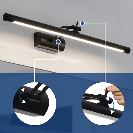 Applique pour miroir de salle de bain interrupteur intégré ANKA-8 LED 8W 570lm 4200K IP45 noir | HOROZ