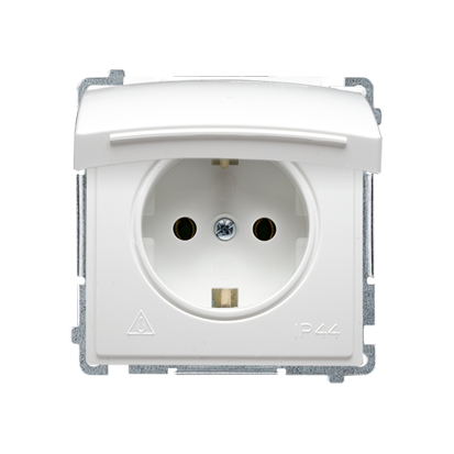 Prise de courant simple avec terre type Schuko, sans joint de cadre, clapet blanc 16A BMGSZ1B.01/11 Simon