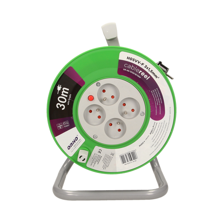 Bobine de rallonge, 4 prises 2P+Z, PVC H05VV-F 3x1,5mm2 - 30m Orno