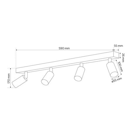 Plafonnier spot pour plafond 4xGU10 noir MALGA 4 Edo Solutions
