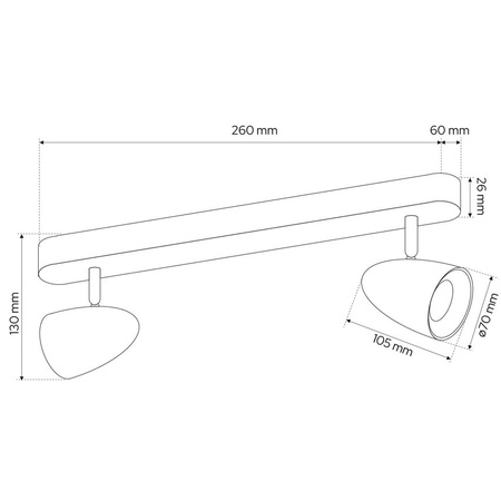Plafonnier à 2 spots en saillie OVO 2 IP20 2xGU10 noir anneau doré EDO777239 Edo Solutions
