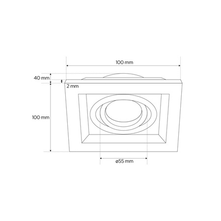 Spot de plafond encastré RUTEN 1 Blanc IP20 carré blanc-noir EDO777128 Edo Solutions