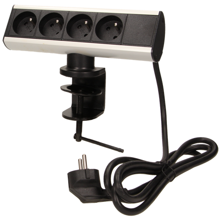 Prise de bureau avec support de montage 4x2P+Z et câble 1,8m Orno