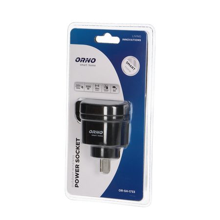 Prise extérieure avec commande sans fil, avec récepteur radio, IP44, ORNO Smart Home