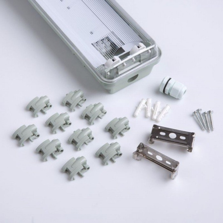 Luminaire hermétique à LED 236 avec réflecteur pour 2 lampes fluorescentes à LED G13 1200 mm IP65 ABS/PS EC79762