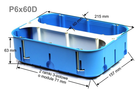 Boîte à cloisons creuses, plaque de plâtre 6 x fi 60 mm de profondeur, 6 volets MULTIBOX Simet P6x60D