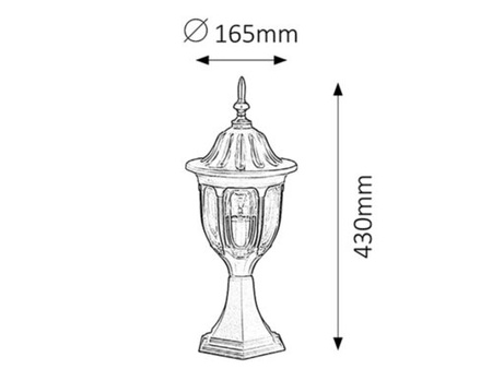 Lampe de jardin Milano IP43 1xE27 noir Rabalux 8343