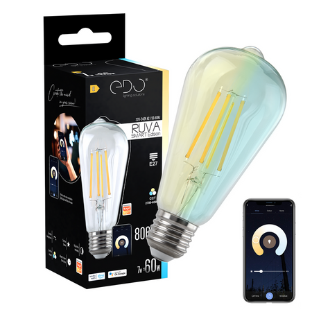RUVA Smart EDISON ampoule LED, dimmable, E27 7W 2700-6500K 806lm WiFi Tuya Smart EDO777430 EDO Solutions