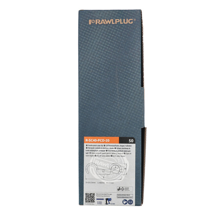 Support en plastique pour tuyau d'installation, double 20 mm, renforcé PA paquet de 50 pièces.